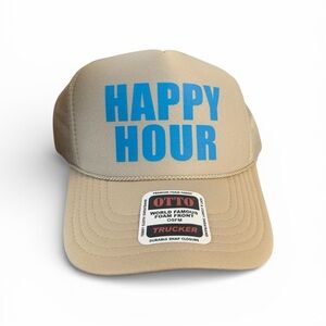 Otto Trucker Hat. Happy Hour Tan & Blue .